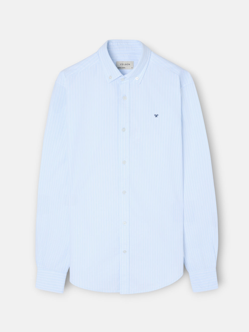 Camisa sport oxford riscas brancas azul-claro