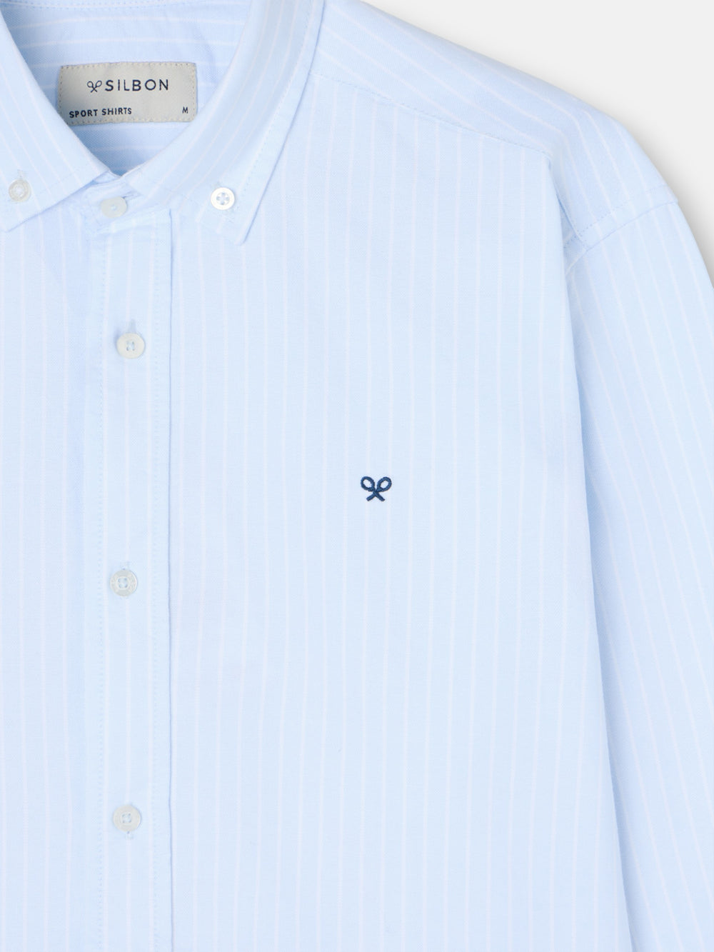 Camisa sport oxford riscas brancas azul-claro
