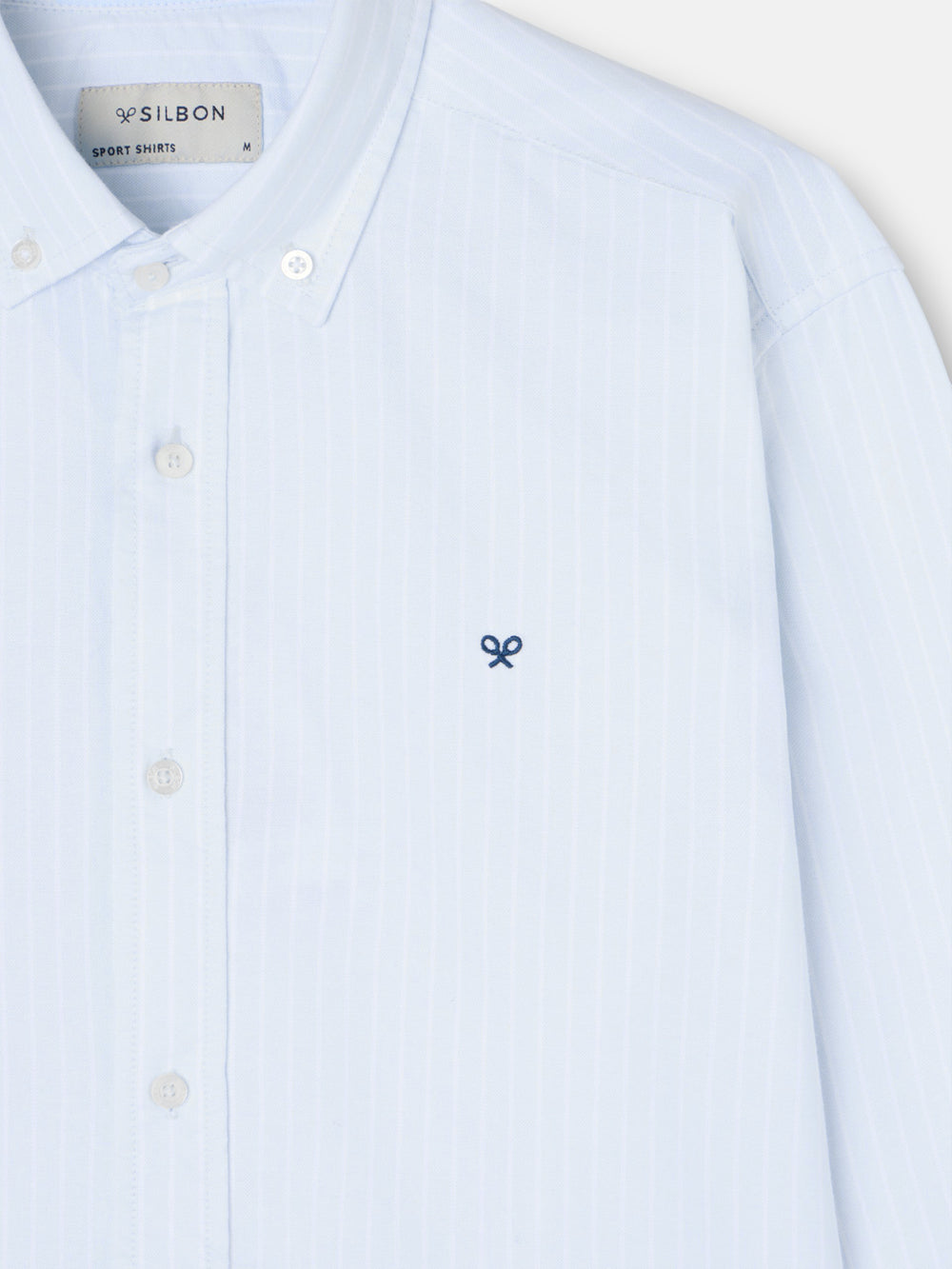 Camisa sport oxford rayas blancas celeste