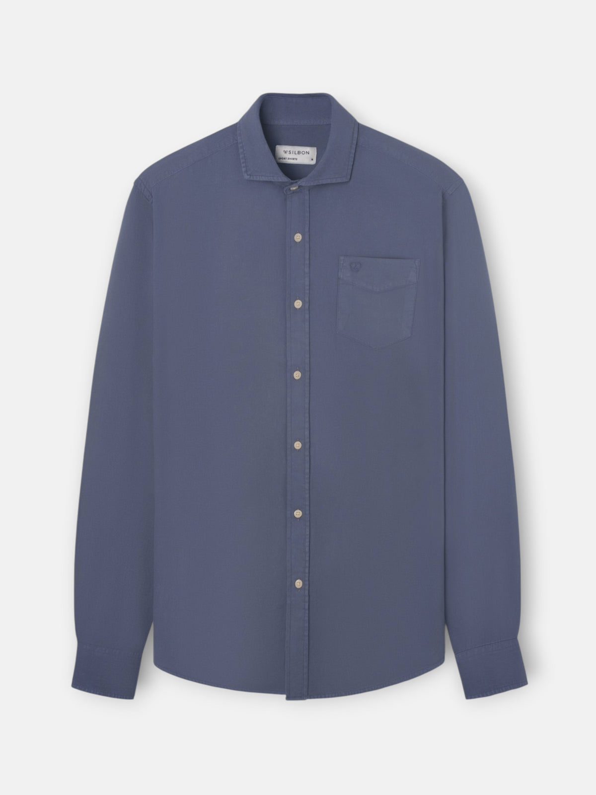 Camisa sport bolsillo desgastada azul
