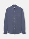 Camisa sport bolsillo desgastada azul