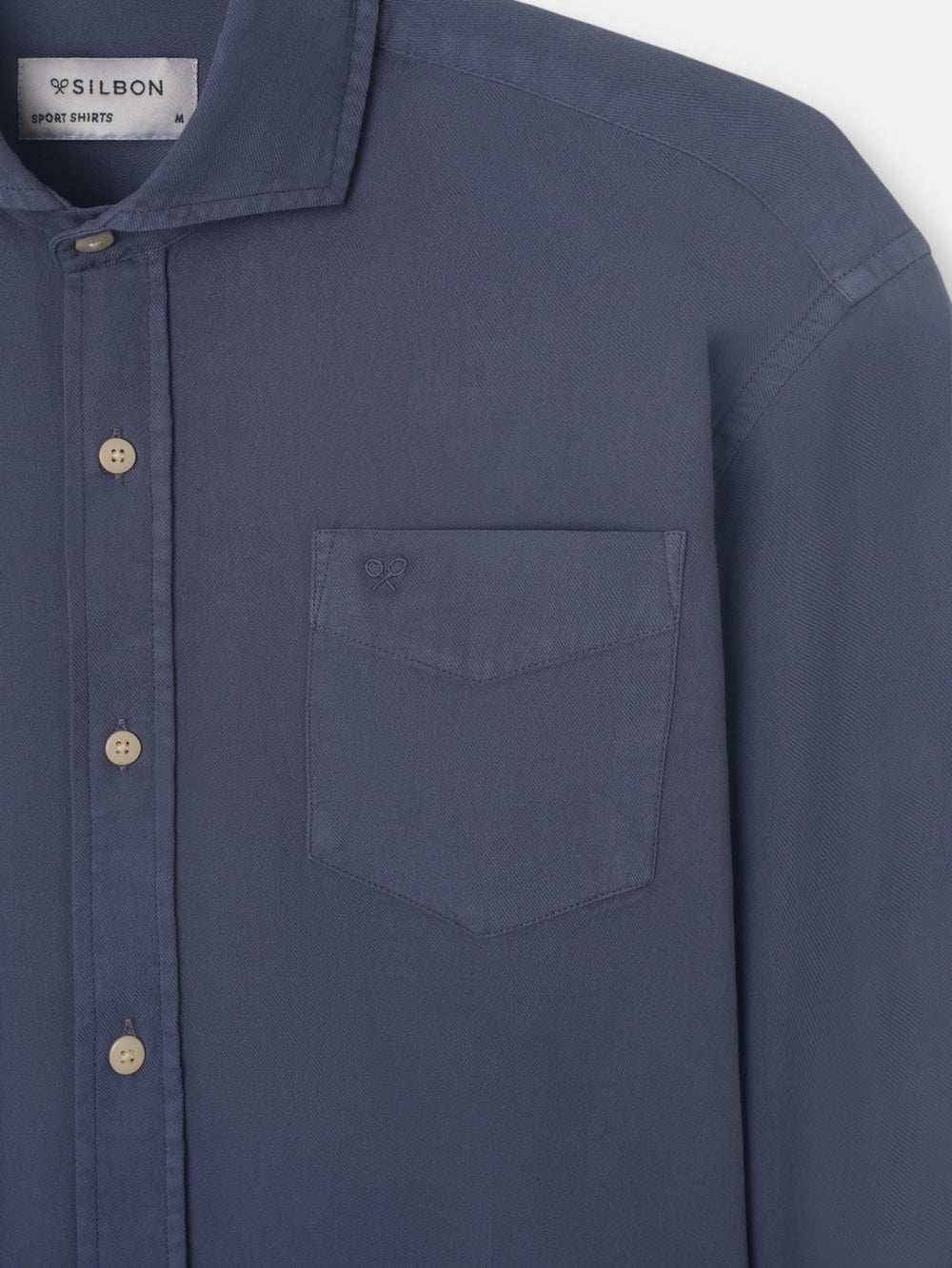 Camisa sport bolsillo desgastada azul