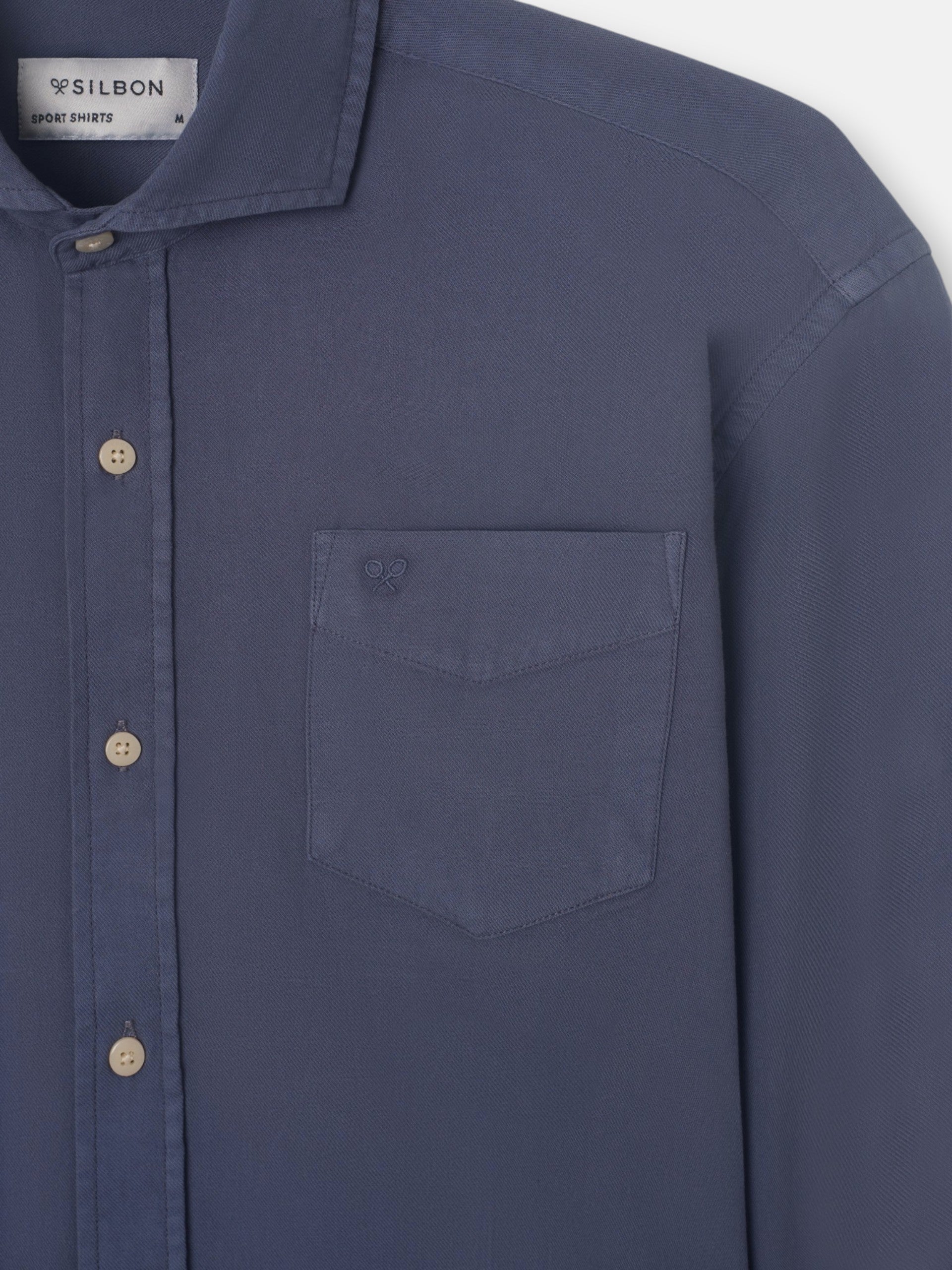 Chemise sport poche usée bleue
