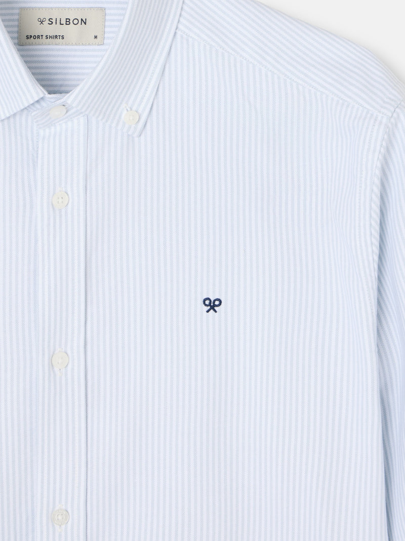 Light green striped oxford sport shirt