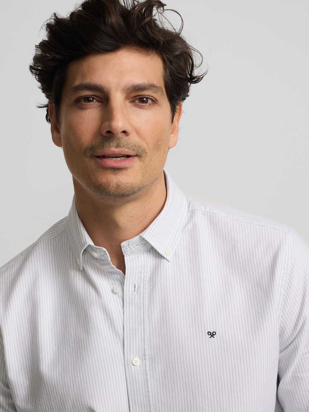 Camisa sport oxford riscas verde claro