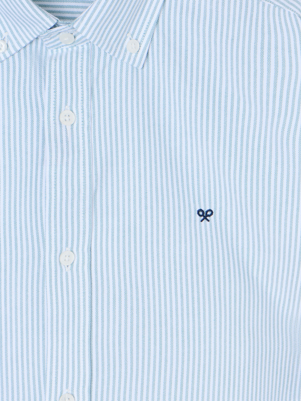 Camisa sport oxford riscas verde médio