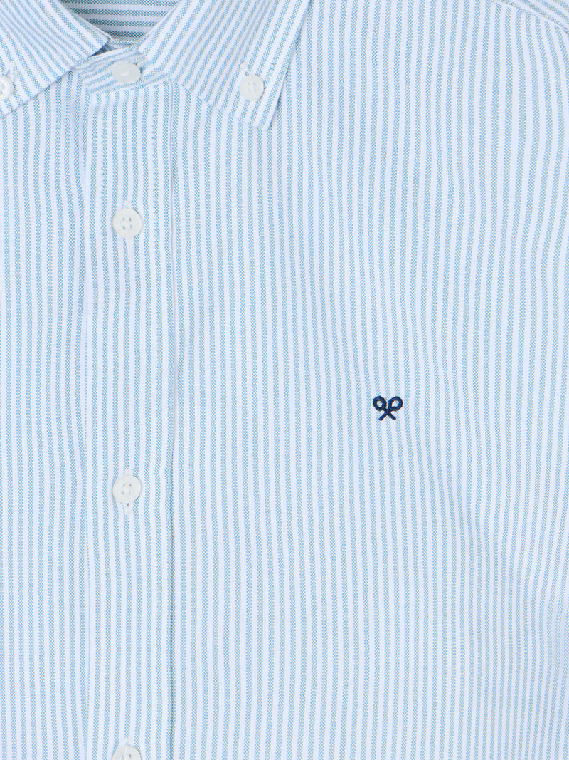 Medium green striped oxford sport shirt