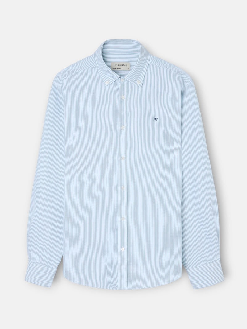 Medium green striped oxford sport shirt