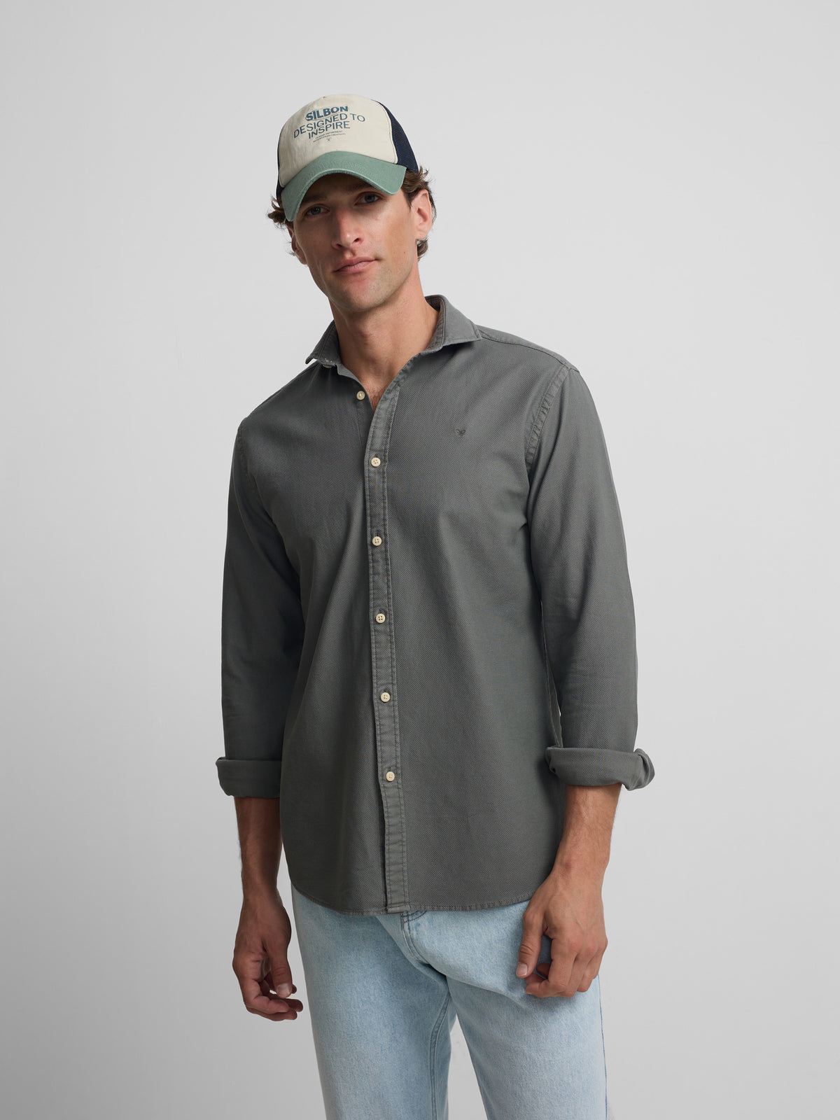 Camisa sport estructura logo verde oscuro