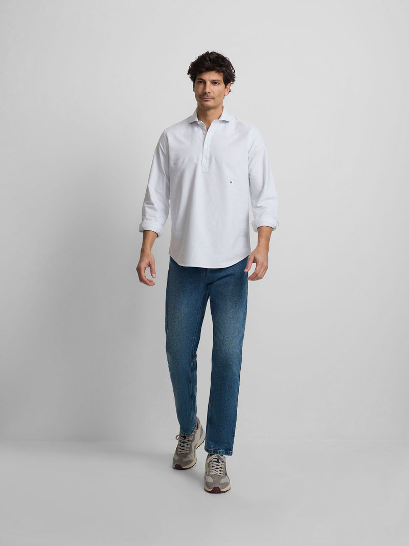 Polo sport oxford à rayures vert clair