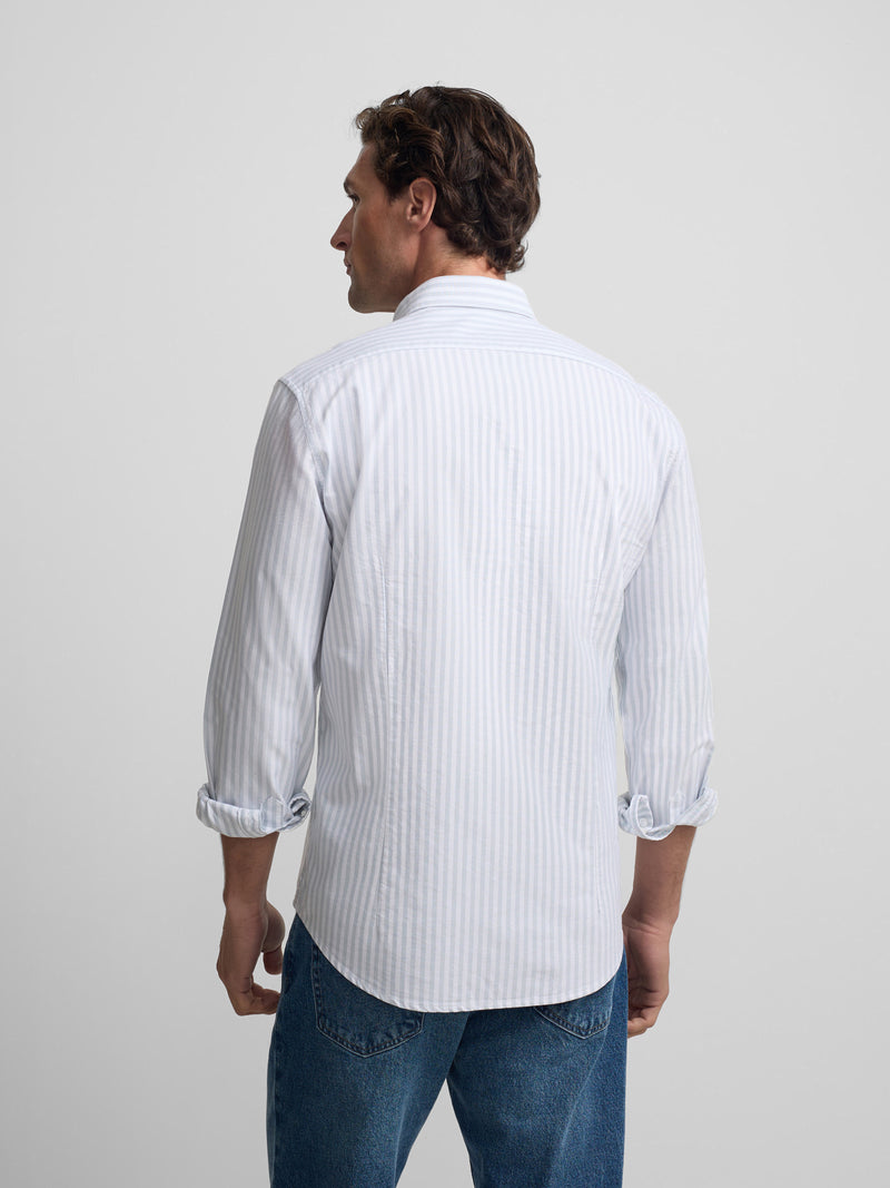 Camisa sport oxford risca média verde claro