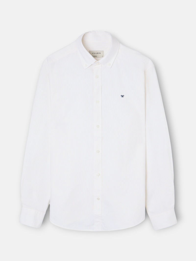 Chemise sport oxford à rayures jaunes