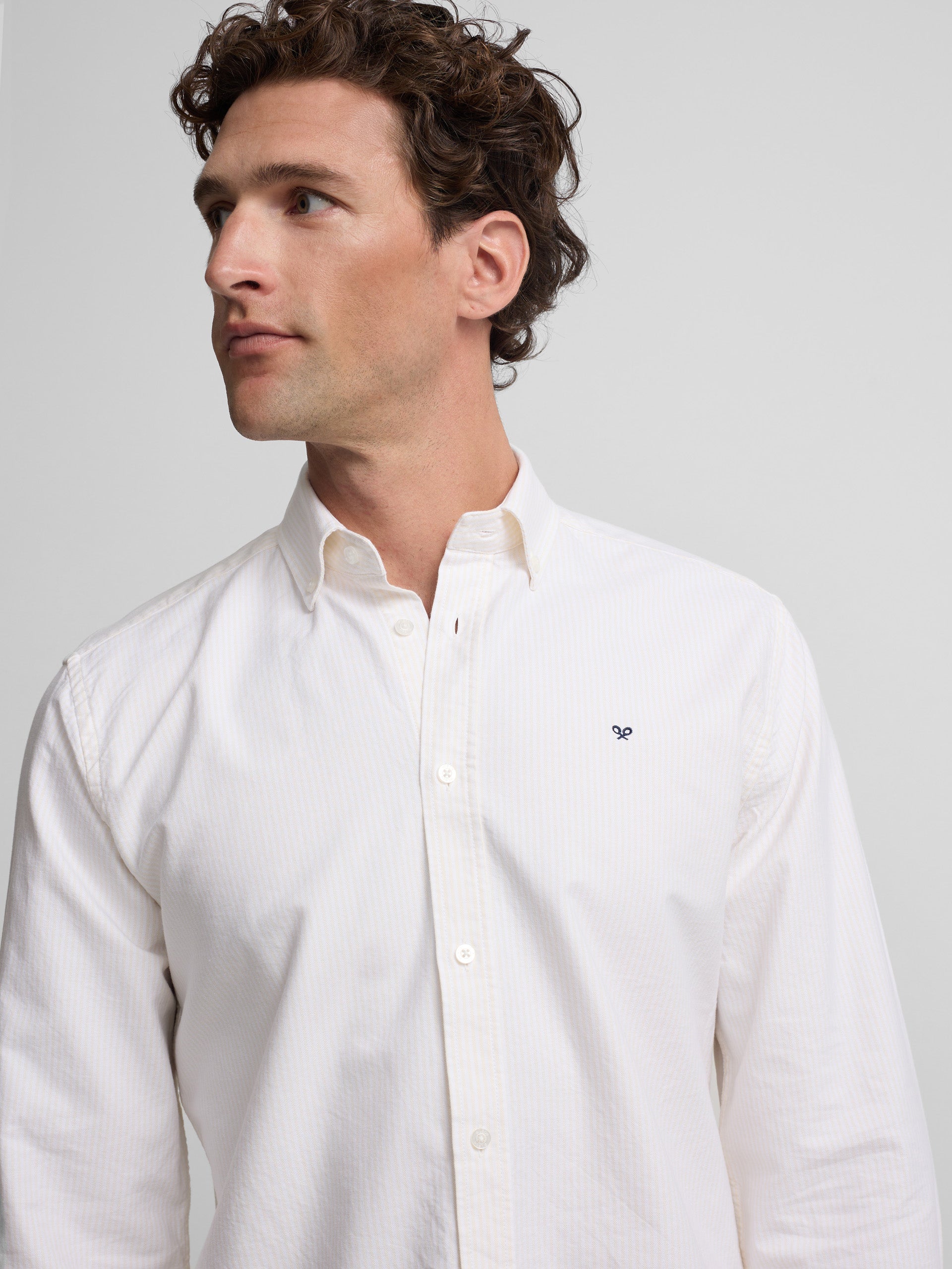 Chemise de sport Oxford à rayures jaunes