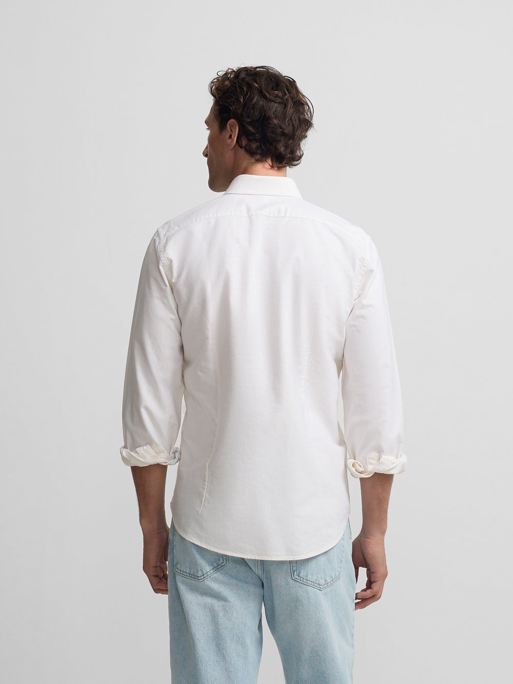 Camisa sport oxford riscas amarela