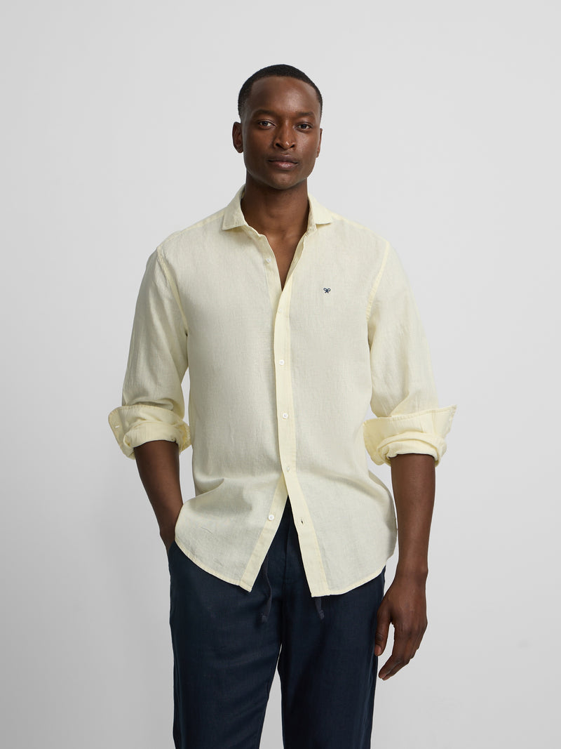 Chemise sport en lin jaune