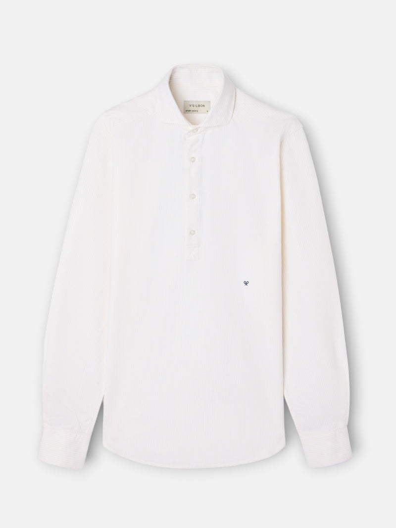 Polera sport oxford rayas amarillas