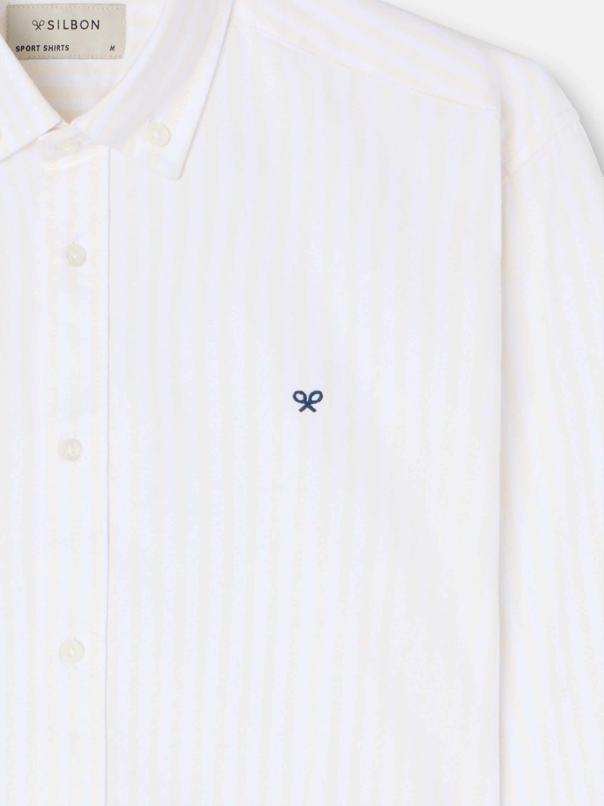 Camisa sport oxford risca média amarela