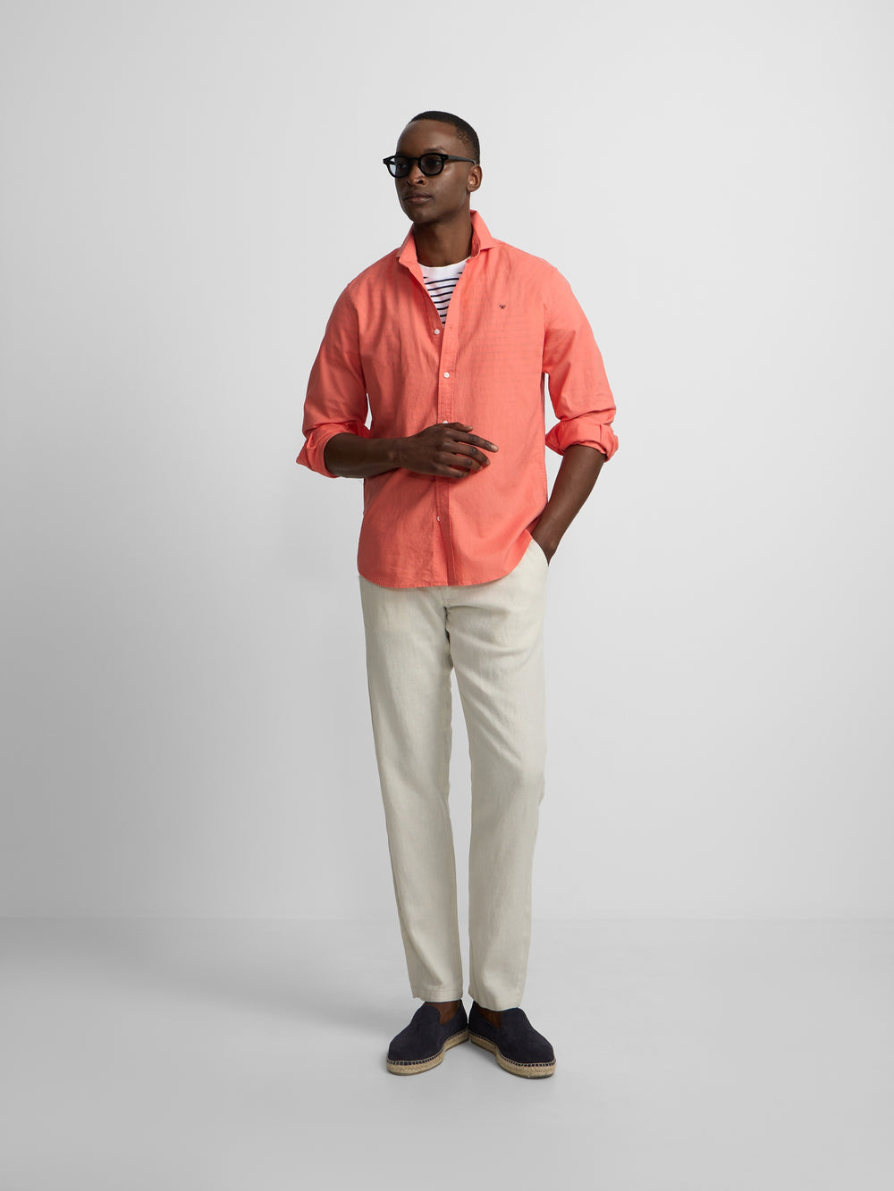 Chemise sport été lin corail