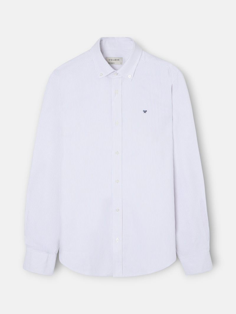 Camisa sport oxford rayas beige