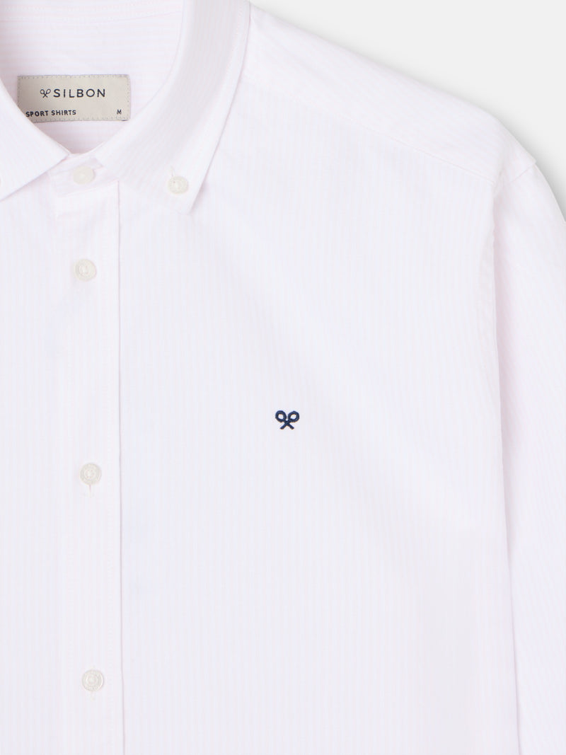 Chemise sport oxford à rayures roses