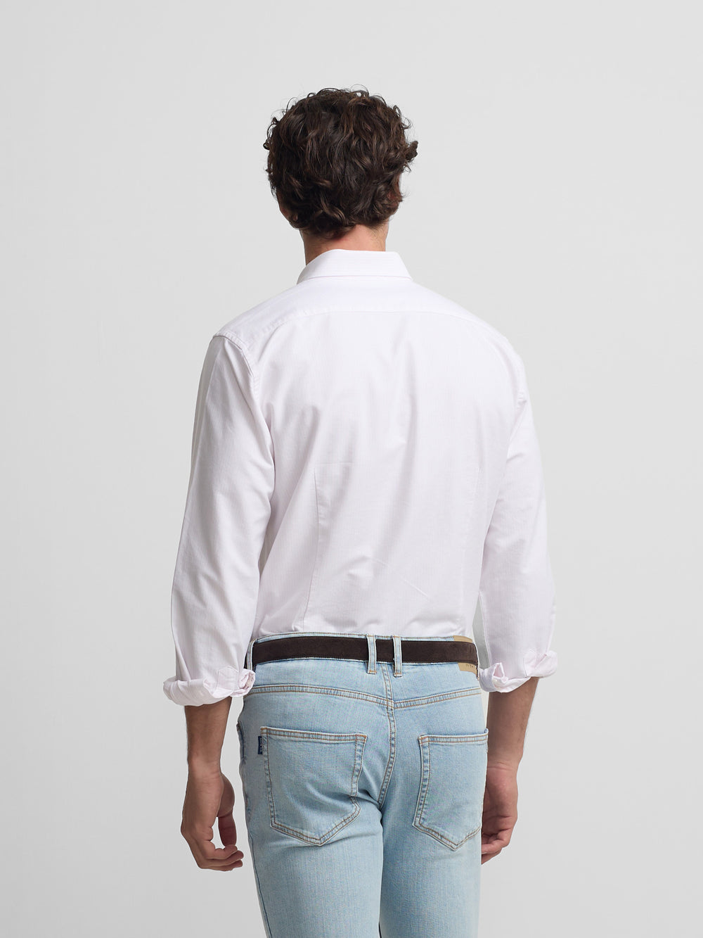 Camisa sport oxford riscas rosa