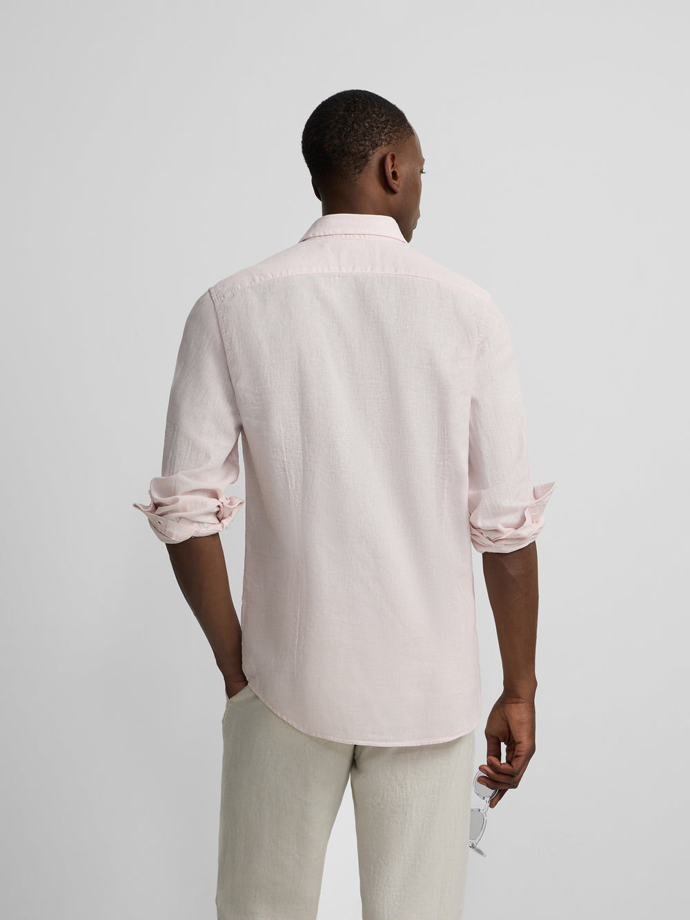 Camisa sport lino rosa