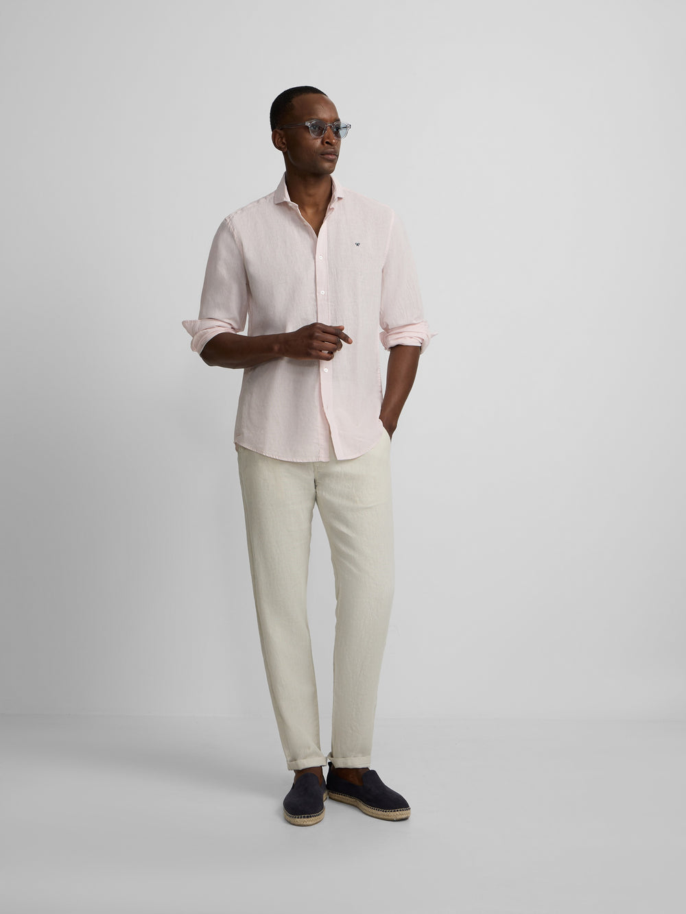 Camisa sport lino rosa