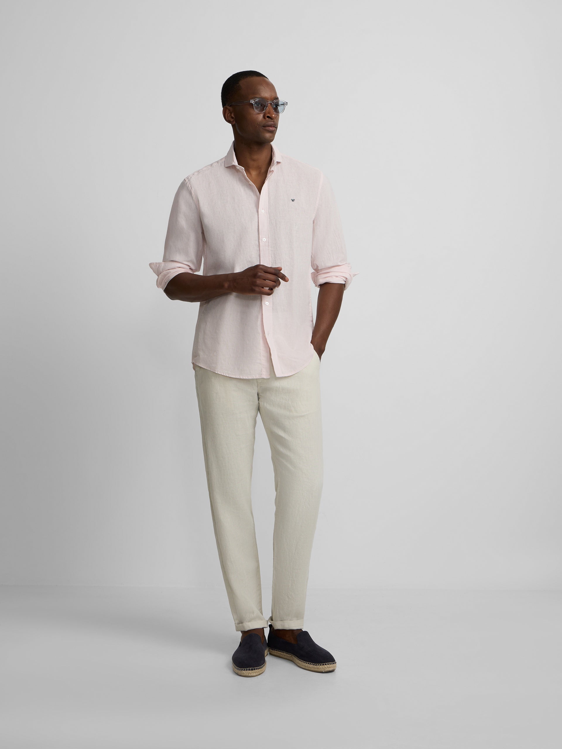 Camisa desportiva de linho rosa