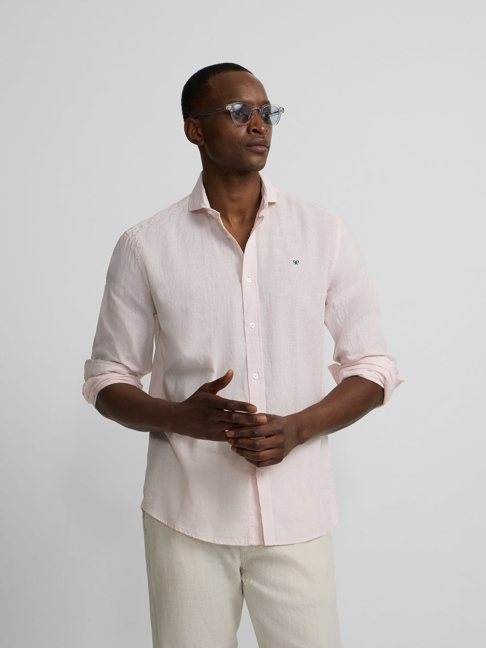 Camisa sport lino rosa