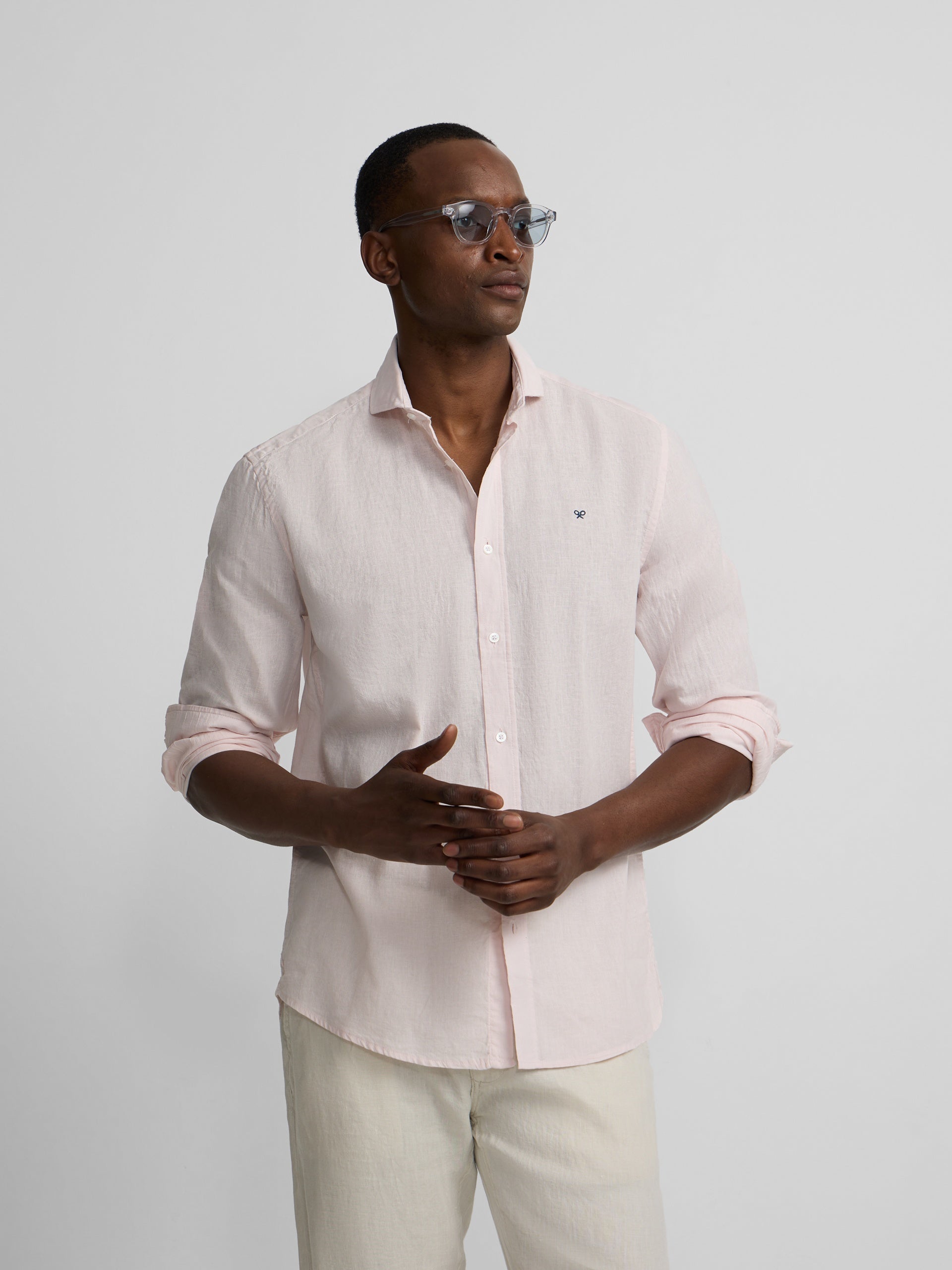Camisa desportiva de linho rosa