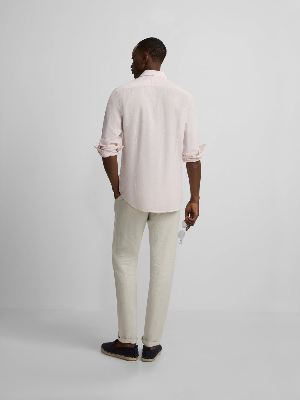 Camisa sport lino rosa