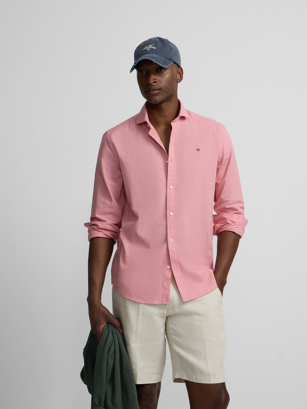 Chemise sport été en lin rose