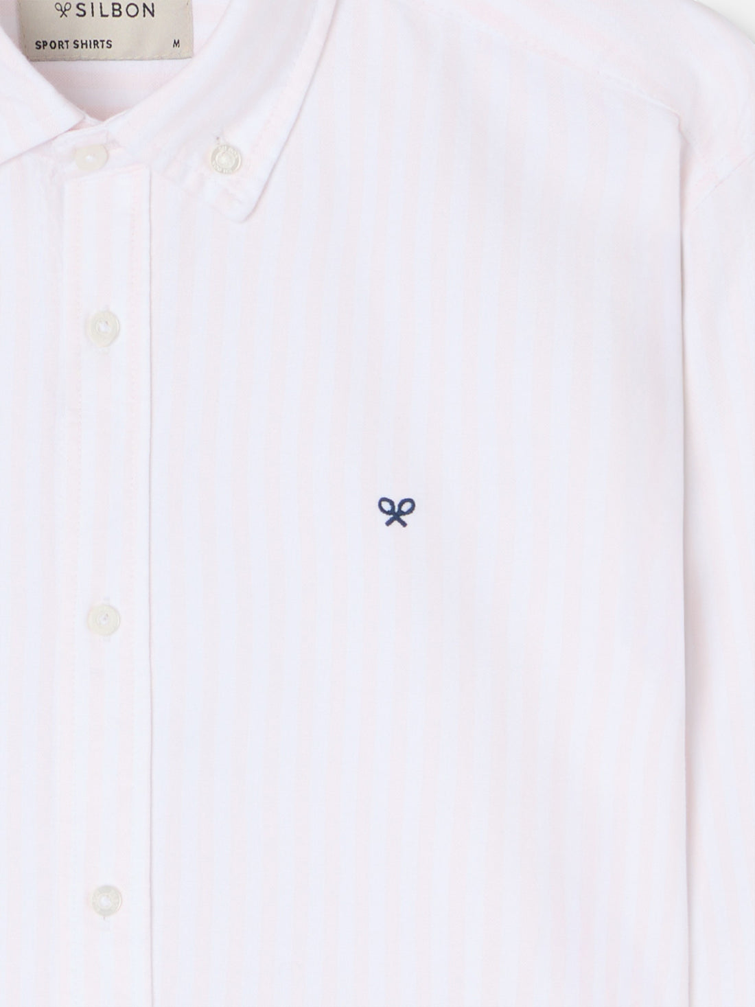 Camisa sport oxford risca média rosa