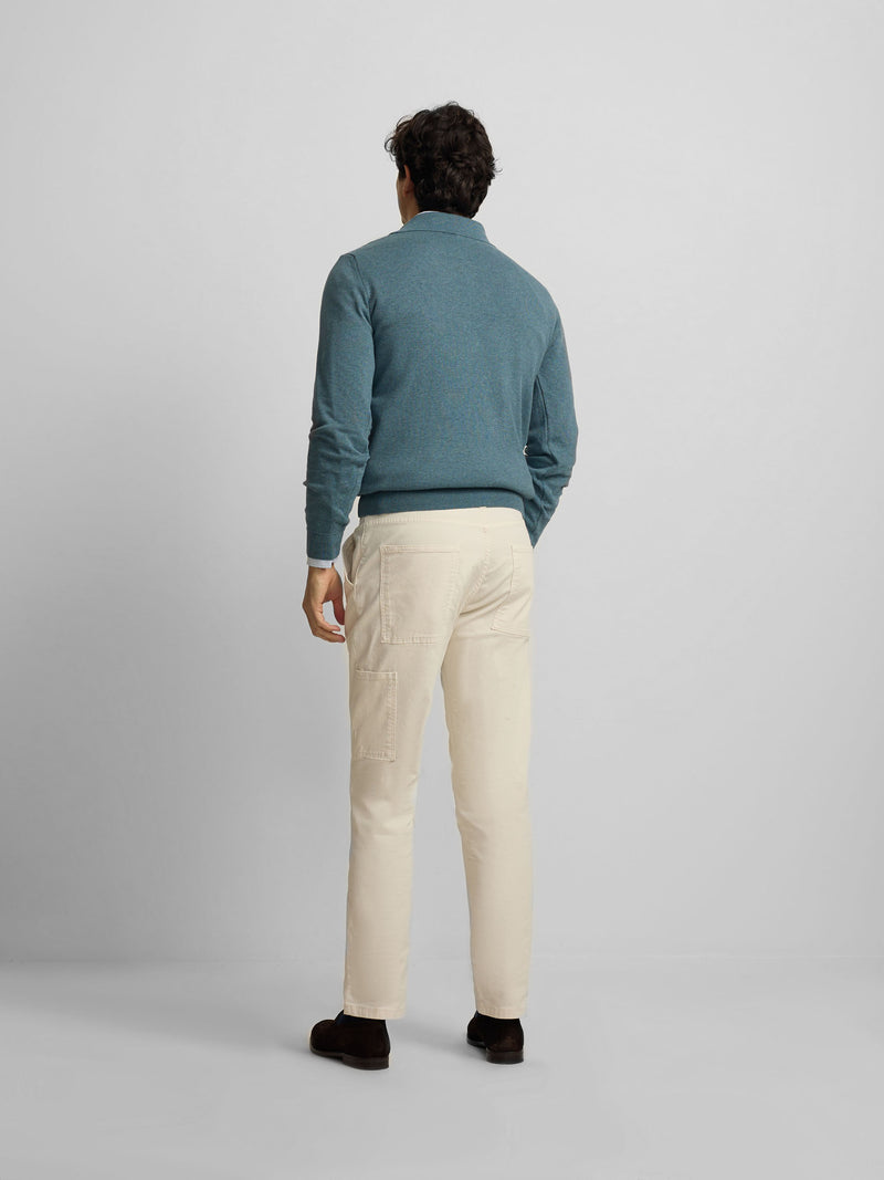 Camisola gola polo azul petróleo