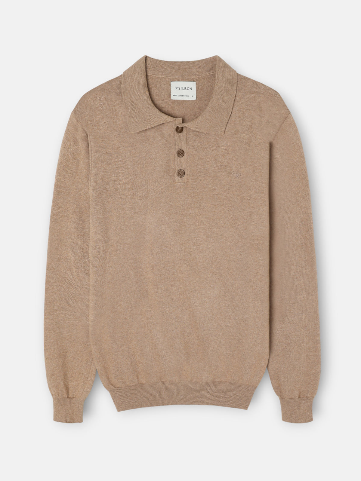 Jersey cuello polo beige claro