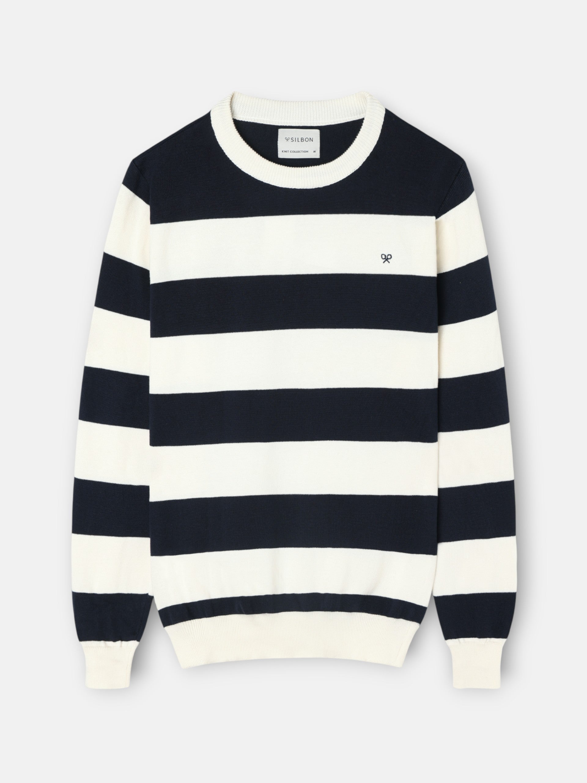 Pull SB rayé bleu marine crème