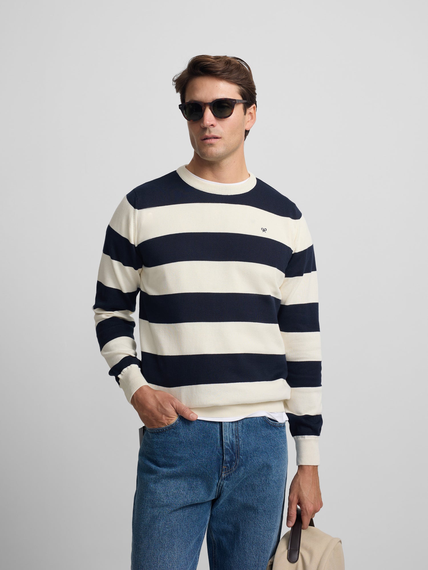 Jersey SB rayas marino crema