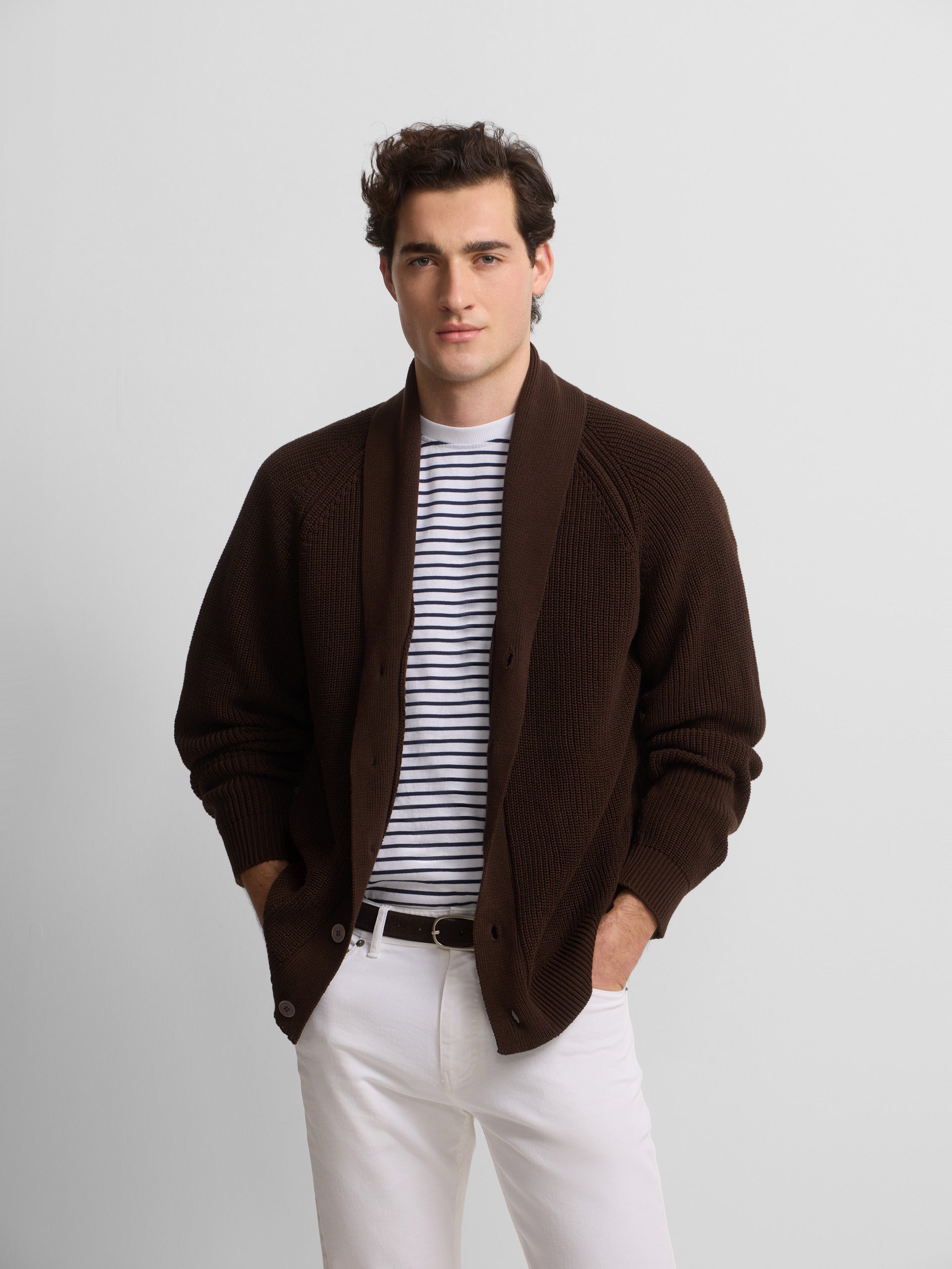 ミュージシャン CHRONOIZM COLLARED CARDIGAN <BROWN> XXL Cardigan canale cruise marron |