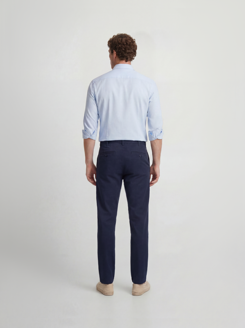 Pantalon chino sport à pinces bleu marine