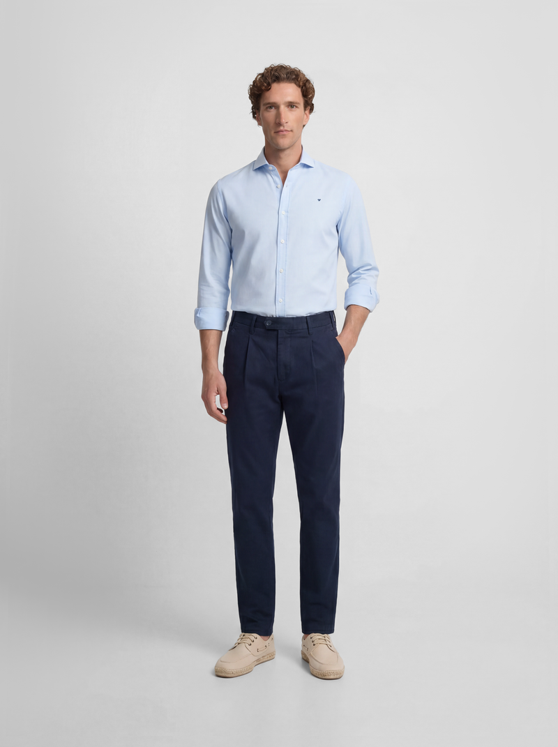 Pantalon chino sport à pinces bleu marine