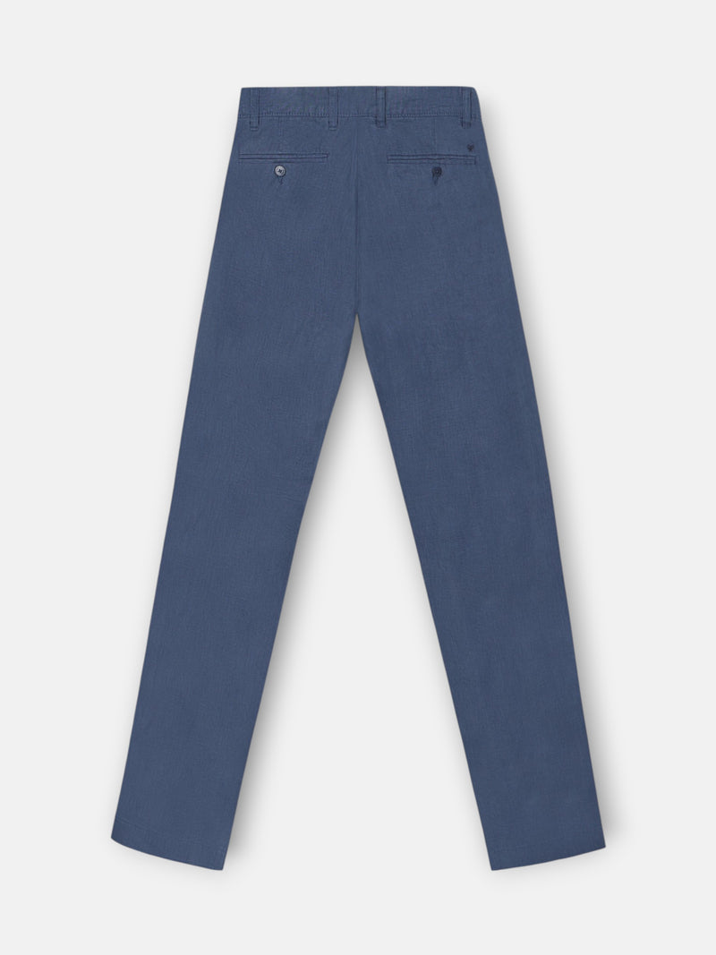 Indigo blue linen sport chino trousers