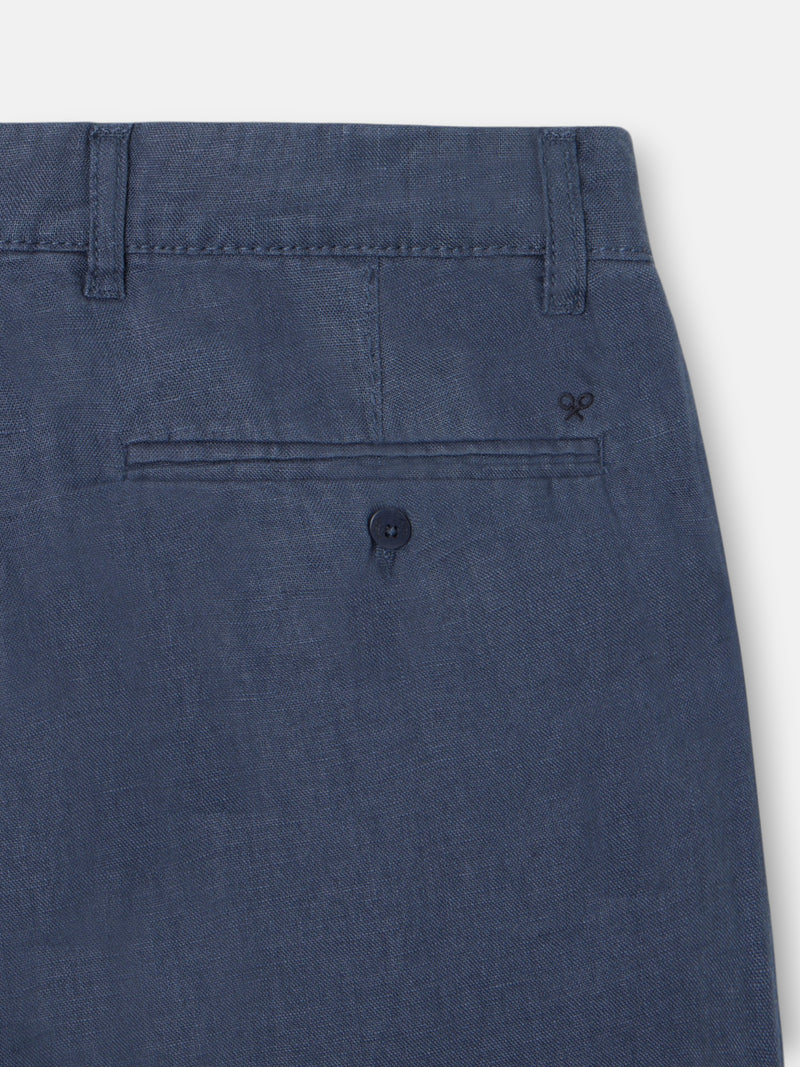 Indigo blue linen sport chino trousers