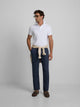 Pantalon chino sport en lin bleu indigo