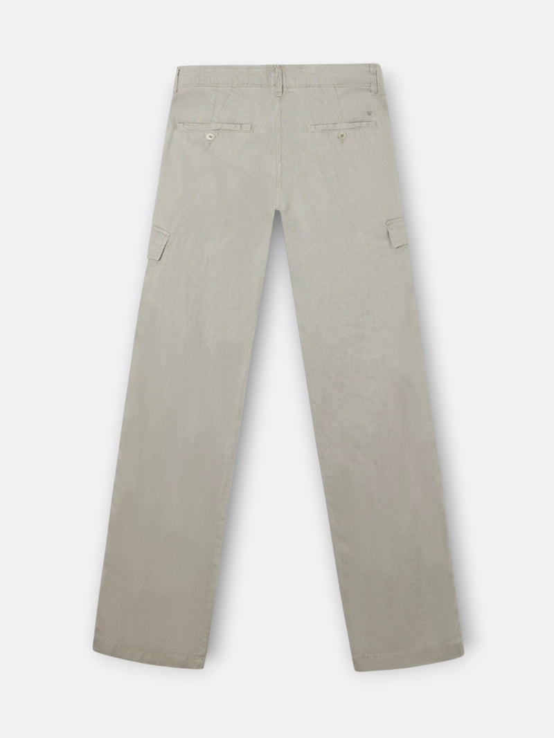 Pantalon cargo sport en lin vert moyen
