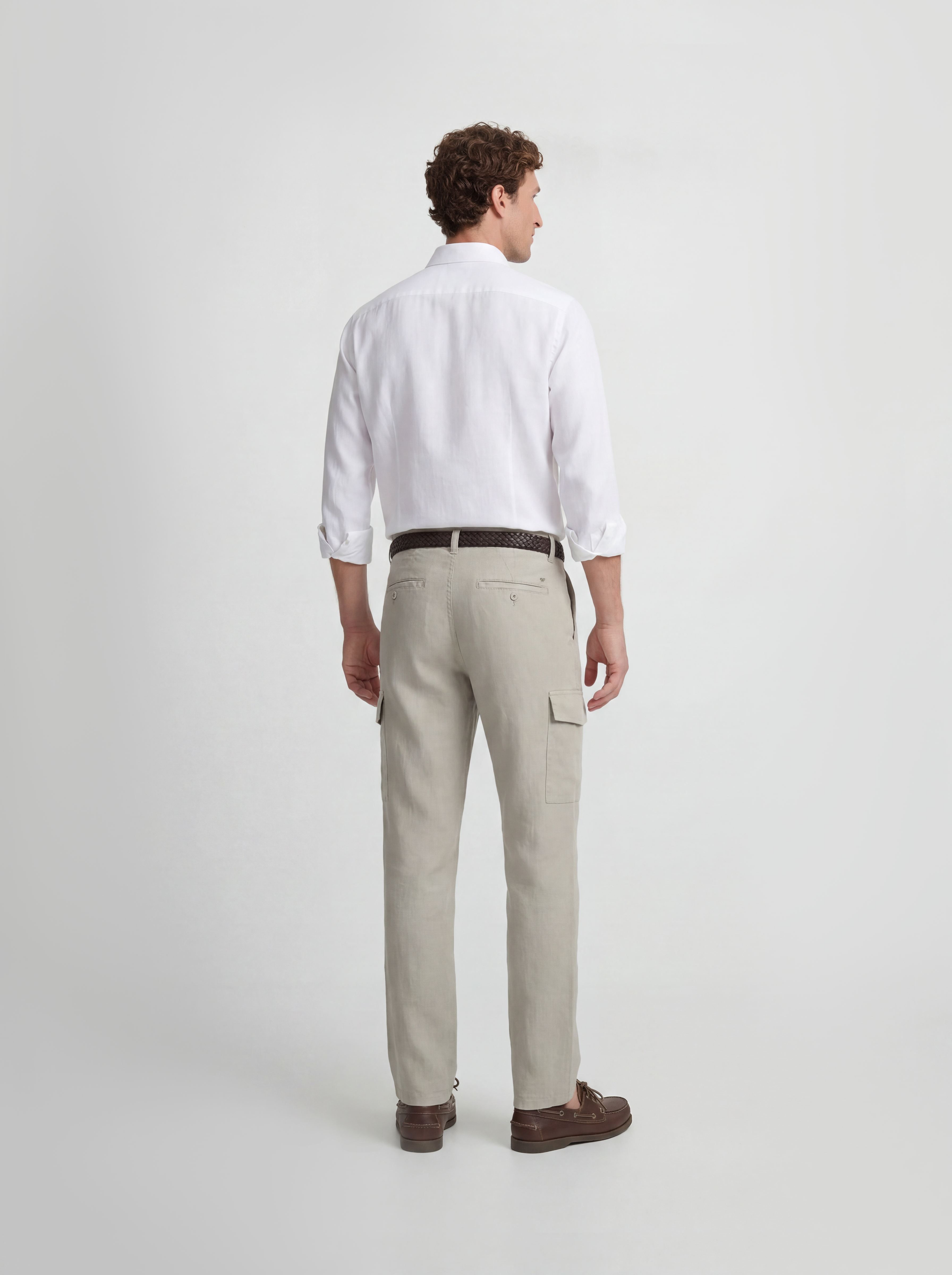 Medium green linen cargo sport trousers