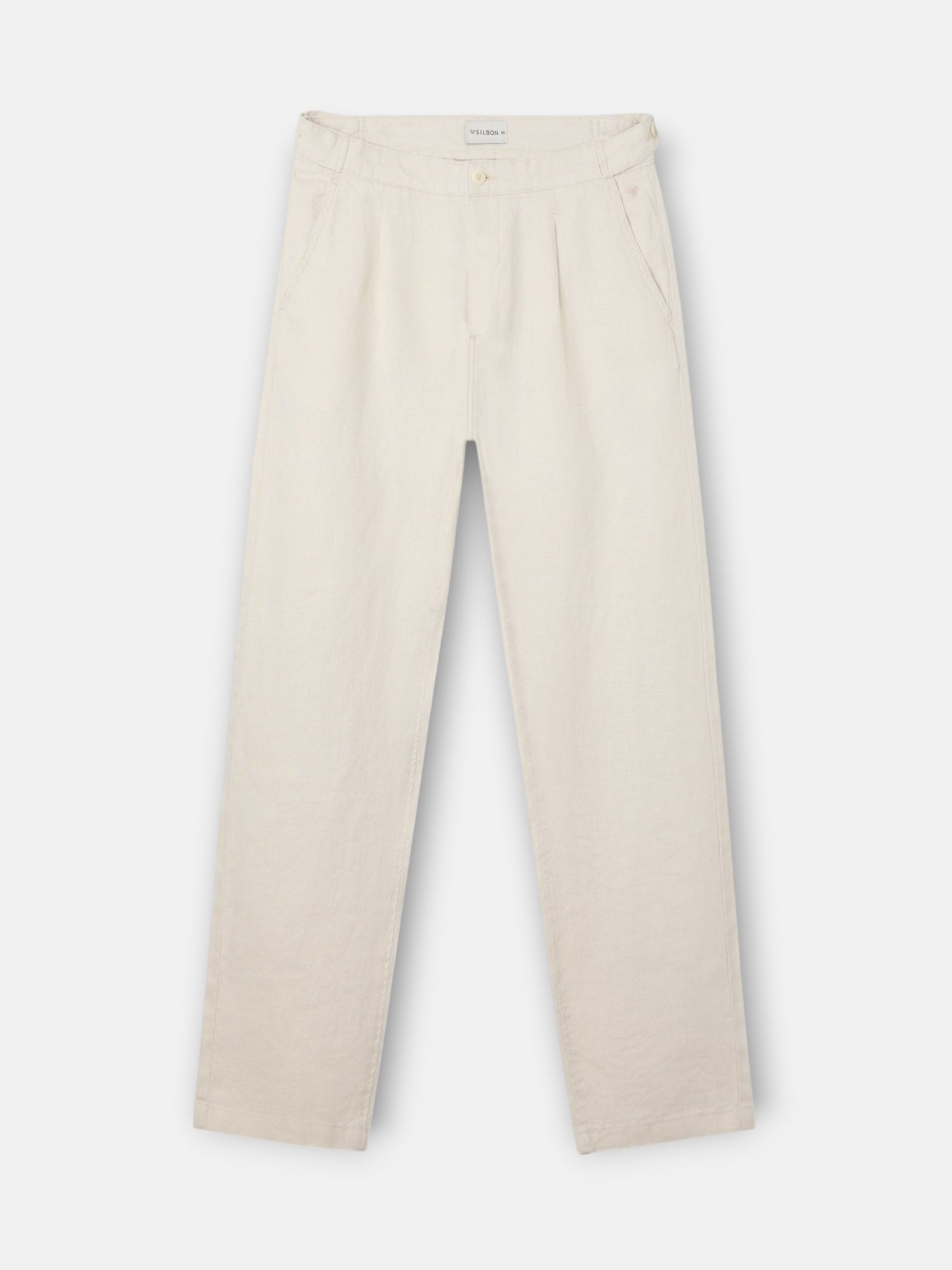 Pantalon sport pinza lino beige