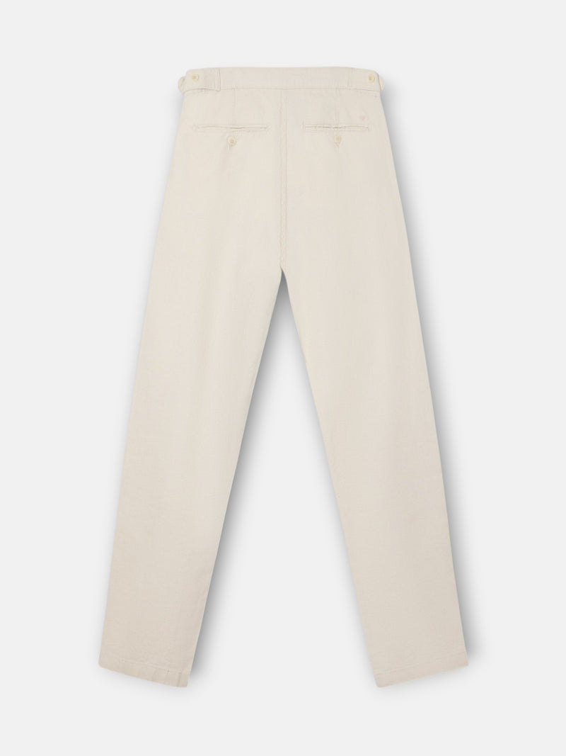 Pantalon sport pinza lino beige
