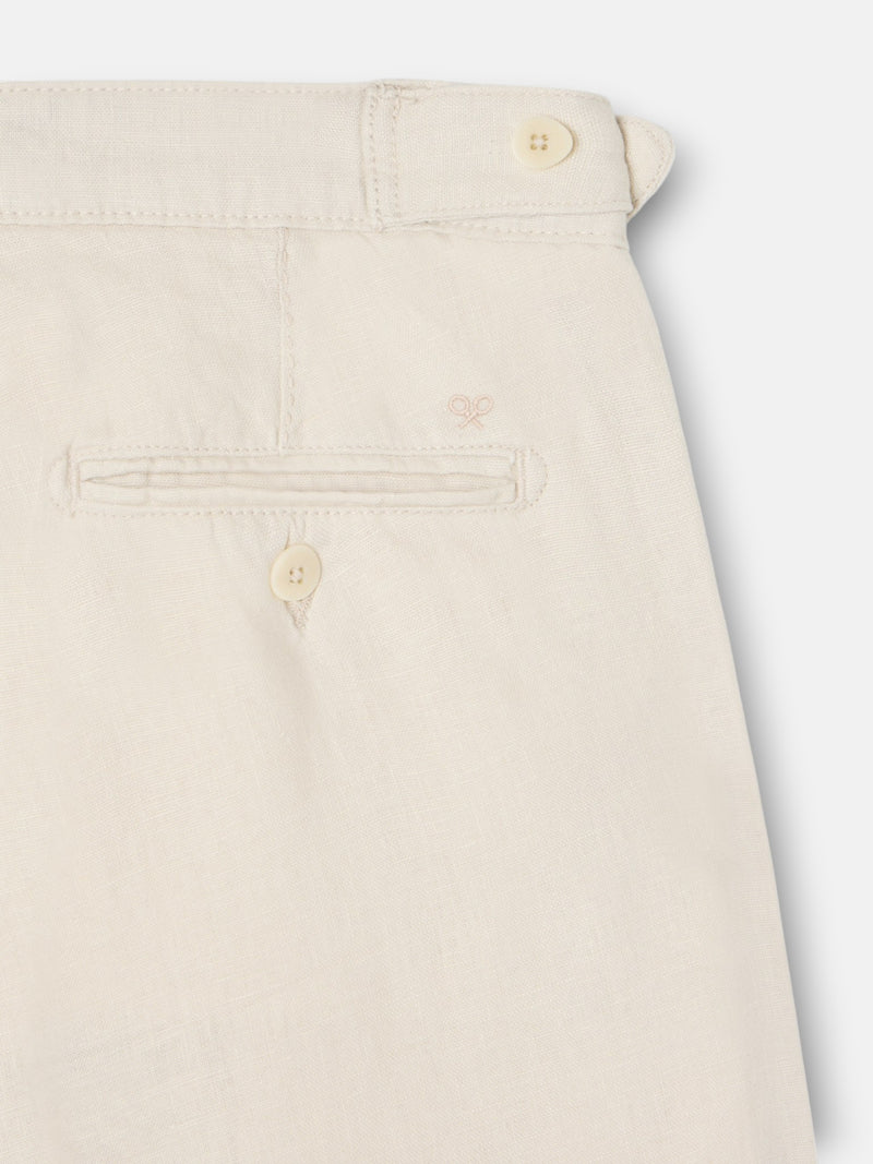 Pantalon sport pinza lino beige