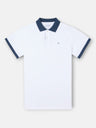 Polo manga corta ribete azul marino blanco