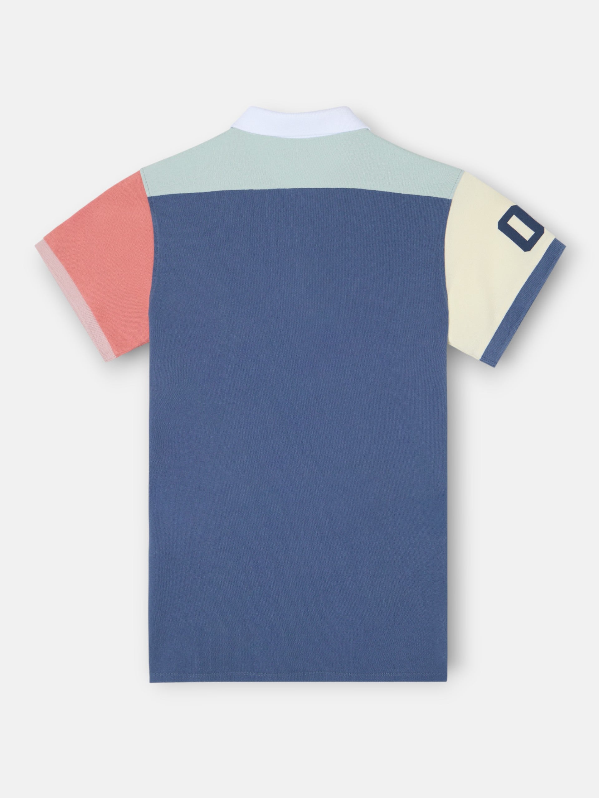 Polo manga corta ribete multicolor azul marino